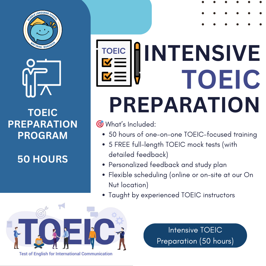 Toeic Course Intensive TOEIC Course (50 hrs) + 5 Free Mock Tests | Bubble Language ...